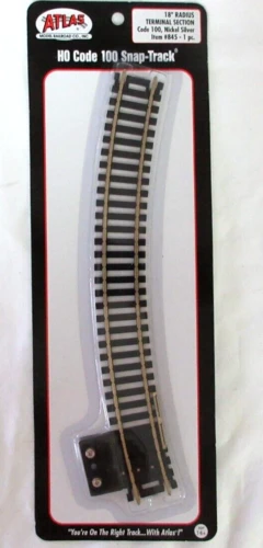 Atlas 845 HO Scale Code 100 Track 18" Radius Curve Terminal