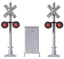 Busch 5934 HO Scale Crossing Signals Crossbucks With Flashing Lights And Control Unit