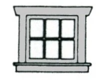Campbell 902 HO Scale White Plastic Windows Small 6 Pane (5 Pack)