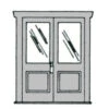 Campbell 914 (D3-50) HO Scale White Plastic Doors (Double 1-Light, 1-Panel Doors)