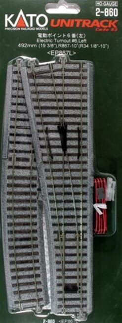 Kato 2860 HO Scale UniTrack #6 Remote Left-Hand Turnout