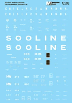 Microscale 87-327 HO Scale Boxcar Decals (EL/Soo/N&W)