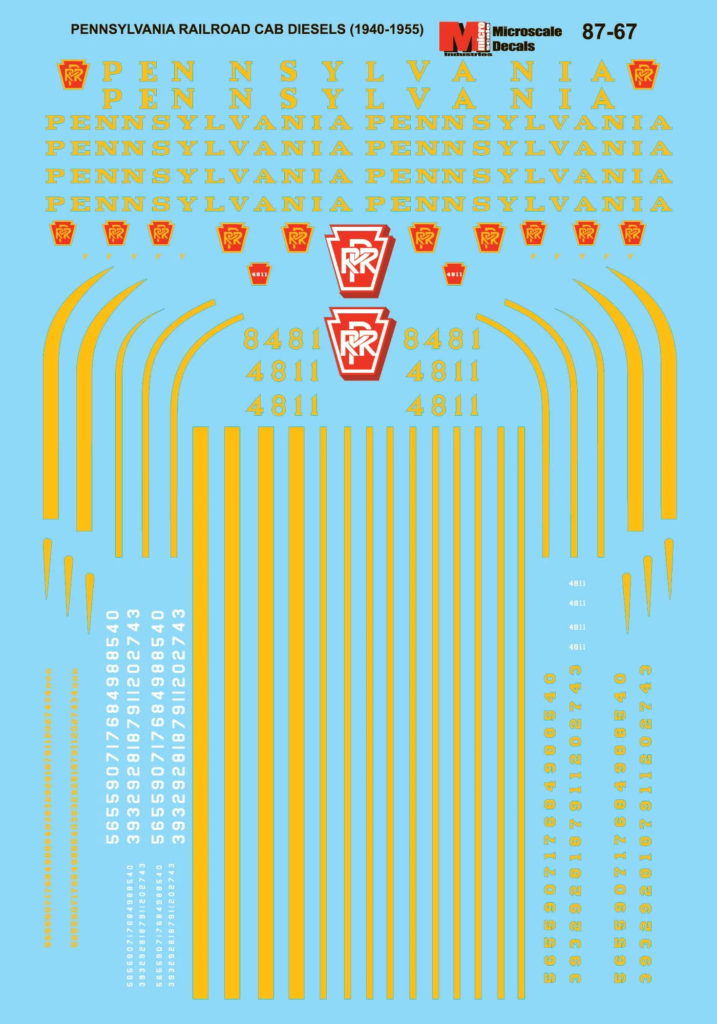Microscale 87-67 HO Scale PRR Cab Diesel And Electric Locomotives - NOS 1 Microscale 87-67 HO Scale PRR Cab Diesel And Electric Locomotives - NOS