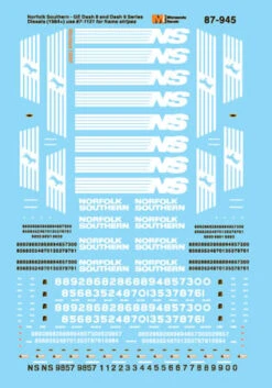 Microscale 87-945 HO Scale Conrail GE Dash -8/-9 1984+ Diesel Decals