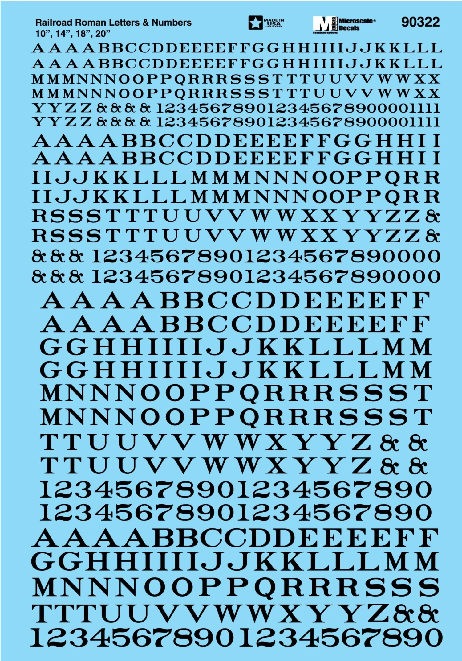 Microscale Decals 90322 Black Letters And Numbers Railroad Roman 1 Microscale Decals 90322 Black Letters And Numbers Railroad Roman
