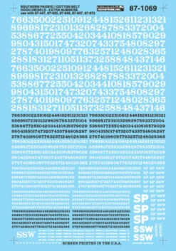 Microscale Decals 87-1069 HO Scale Southern Pacific SP Diesels Extra Number Set