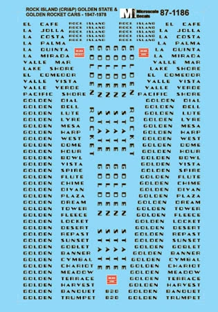 Microscale Decals 87-1186 HO Scale Rock Island RI Streamlined Passenger Cars (1947-1978) 1 Microscale Decals 87-1186 HO Scale Rock Island RI Streamlined Passenger Cars (1947-1978)