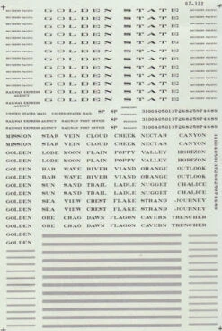 Microscale Decals 87-122 HO Scale Southern Pacific Golden State Passenger Cars