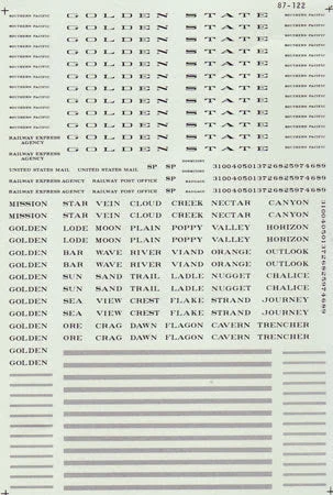 Microscale Decals 87-122 HO Scale Southern Pacific Golden State Passenger Cars 1 Microscale Decals 87-122 HO Scale Southern Pacific Golden State Passenger Cars