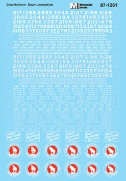 Microscale Decals 87-1261 HO Scale Great Northern GN Steam Locomotives