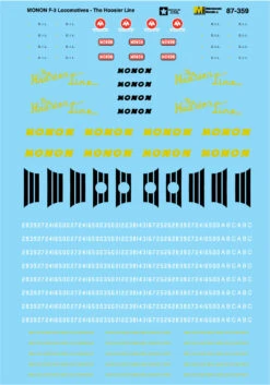 Microscale Decals 87-359 HO Scale Monon F3 Diesel "The Hoosier Line"