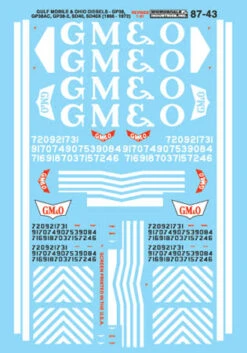 Microscale Decals 87-43 HO Scale Gulf Mobile Ohio GM&O GP And SD Diesels (1966-1972)