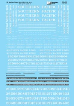 Microscale Decals 87-65 HO Scale Southern Pacific Medium Steam Locomotives