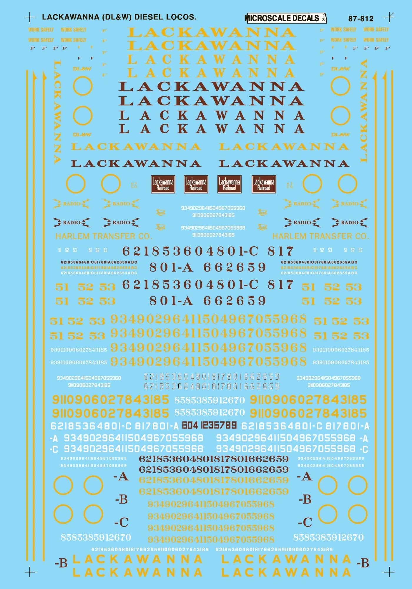 Microscale Decals 87-812 HO Scale Lackawanna DL&W Cab Diesels (1939-1960) 1 Microscale Decals 87-812 HO Scale Lackawanna DL&W Cab Diesels (1939-1960)