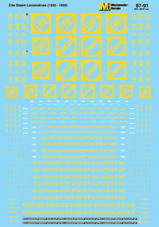 Microscale Decals 87-91 HO Scale Erie Steam Locomotives (1930-1950) 1 Microscale Decals 87-91 HO Scale Erie Steam Locomotives (1930-1950)