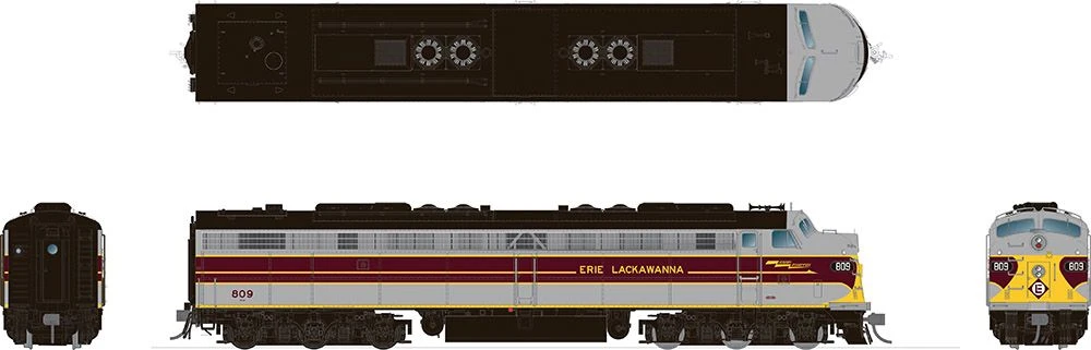 Rapido 028019 HO Scale EMD E8A Erie Lackawanna EL 813 2 Rapido 028019 HO Scale EMD E8A Erie Lackawanna EL 813 - Image 2