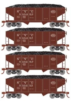 Roundhouse 50012 HO Scale 34' Ribbed Hopper W/Load New York Central NYC 4-Pack #2