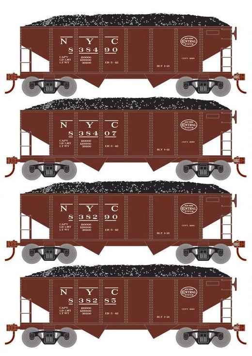 Roundhouse 50012 HO Scale 34' Ribbed Hopper W/Load New York Central NYC 4-Pack #2 1 Roundhouse 50012 HO Scale 34' Ribbed Hopper W/Load New York Central NYC 4-Pack #2