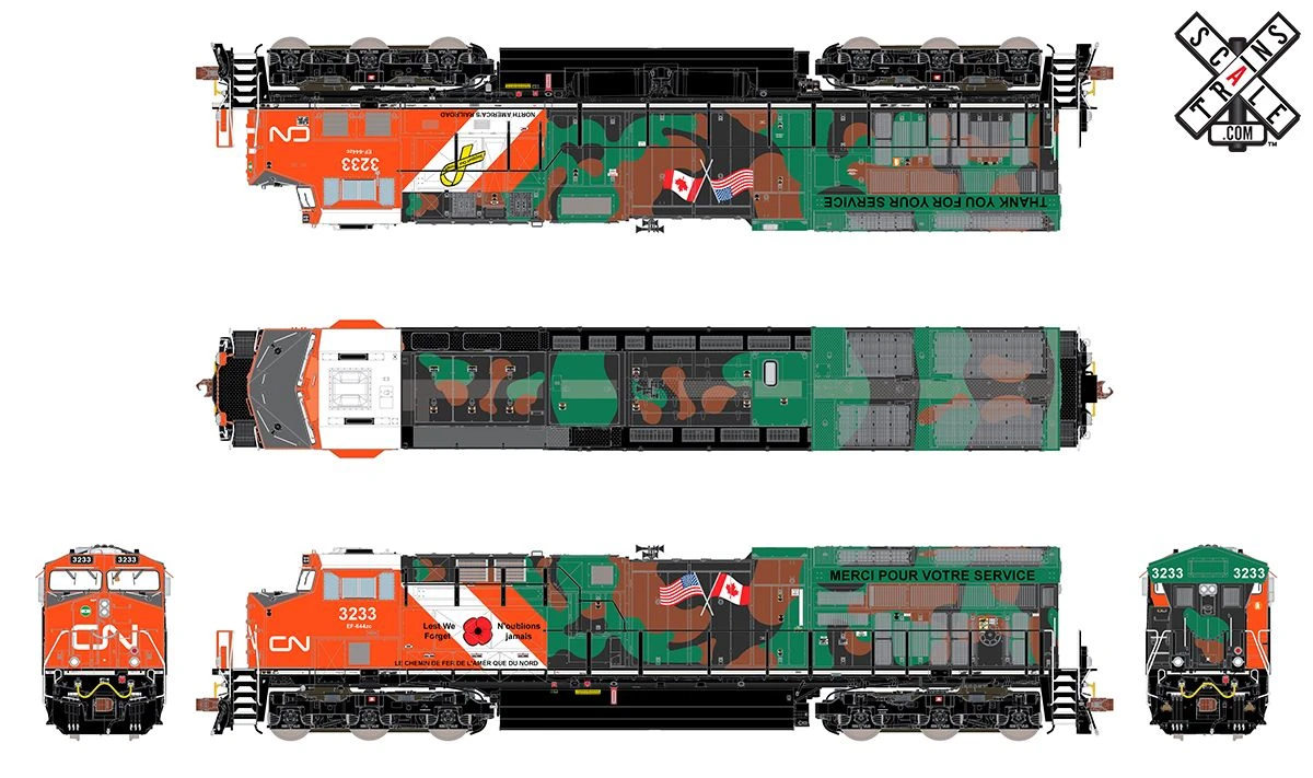 ScaleTrains Rivet 33187 HO Scale GE ET44AC Tier 4 GEVo Diesel "Veterans" CN 3233 LokSound 3 ScaleTrains Rivet 33187 HO Scale GE ET44AC Tier 4 GEVo Diesel "Veterans" CN 3233 LokSound - Image 3
