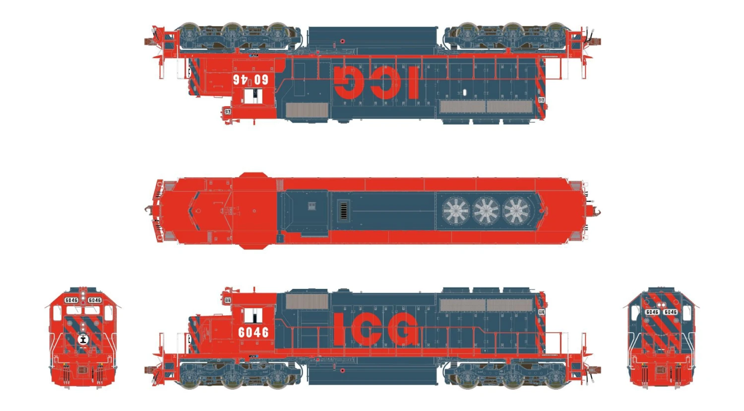 ScaleTrains Rivet 38810 HO Scale EMD SD40-2 Illinois Central Gulf ICG 6043 - DC 2 ScaleTrains Rivet 38810 HO Scale EMD SD40-2 Illinois Central Gulf ICG 6043 - DC - Image 2