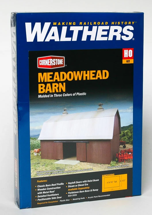 Walthers Cornerstone 933-3330 HO Scale Rural Meadow Barn - KIT 2 Walthers Cornerstone 933-3330 HO Scale Rural Meadow Barn - KIT - Image 2