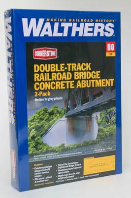 Walthers Cornerstone 933-4553 HO Scale Double Track Railroad Bridge Concrete Abutments 2 Pack 2 Walthers Cornerstone 933-4553 HO Scale Double Track Railroad Bridge Concrete Abutments 2 Pack - Image 2